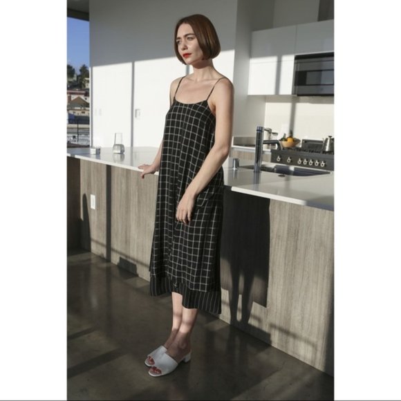 SVILU Slip Dress in Black Windowpane Check sz S - Picture 2 of 16